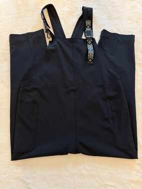 Kavu Black Cargo Overalls with Patterned Adjustable Straps
